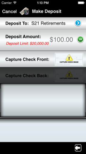 Alliant Credit Union Mobile Banking - Check Deposit